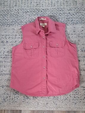 Cabela's Pink Sleeveless Button-Down Shirt